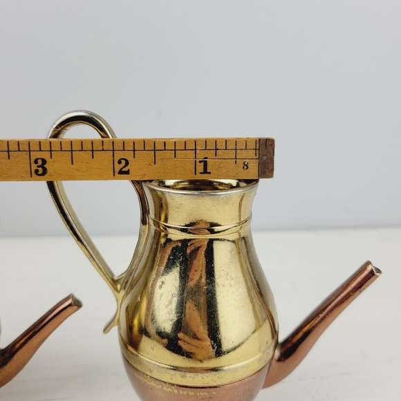 Antique 1930s Miniature Registered Design Brass & Copper Teapots - Picture 14 of 16